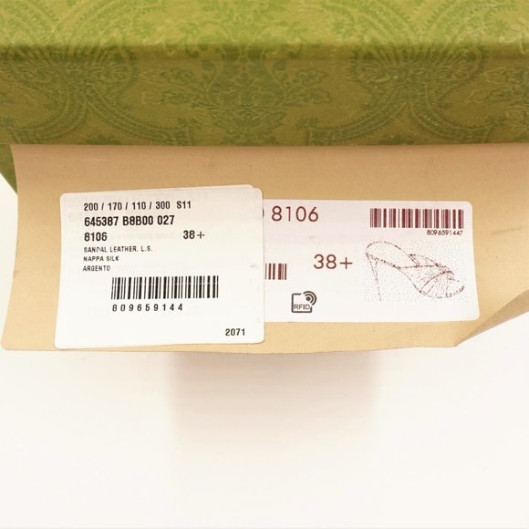 New In Box Gucci 80mm Metallic-Finish Leather Sandals In Women's Size EU 38.5 - Picture 14 of 15